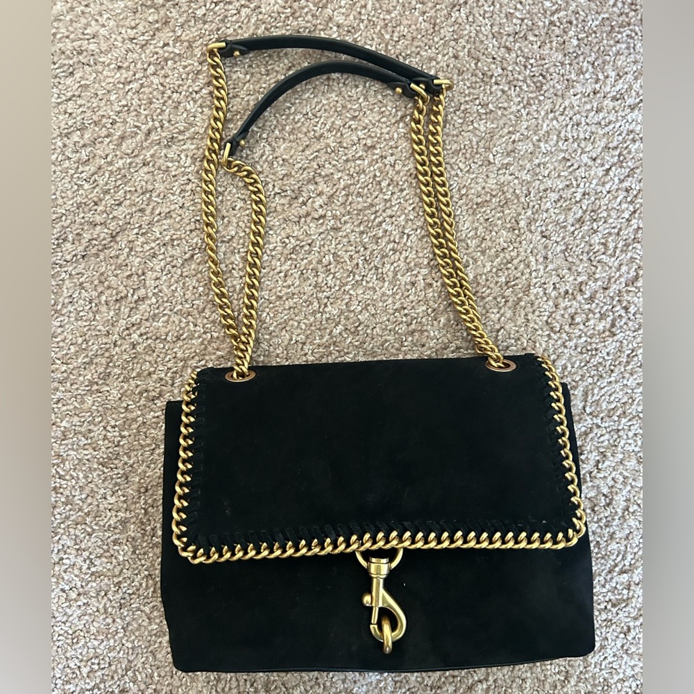 Rebecca Minkoff Edie Flap Shoulder Bag With Woven Chain Porcini  - Black